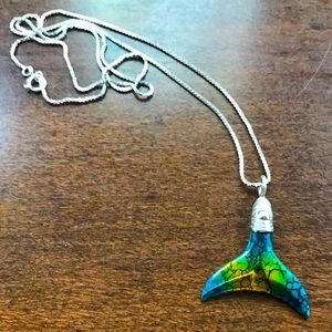Sterling silver Whale tail pendant necklace